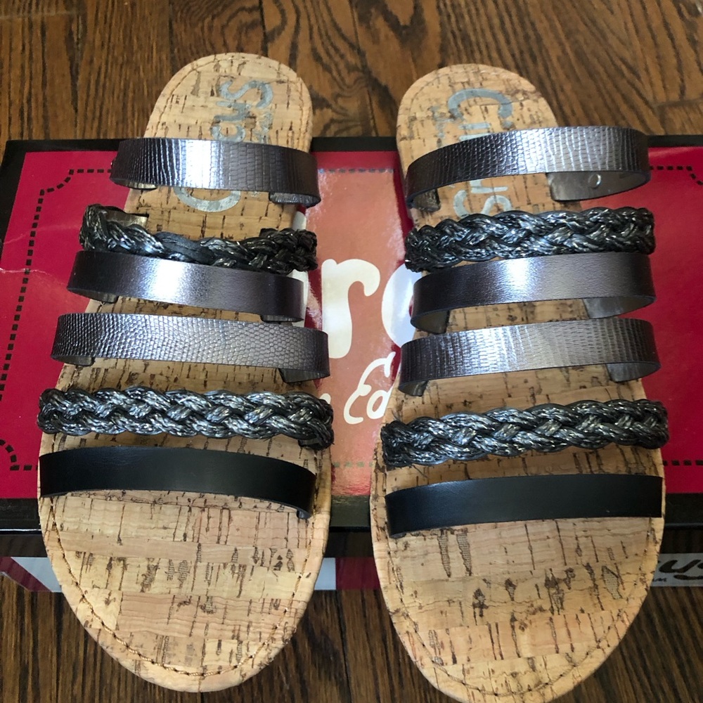 NIB Circus by Sam Edelman Braiden Black Pewter Slide Sandal size 6 M